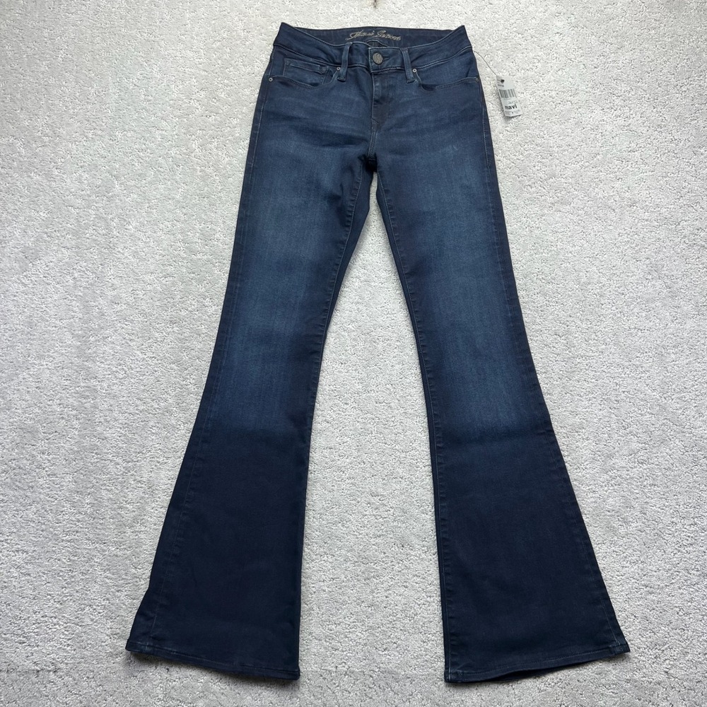 Mavi Jeans Womens 26x32 Blue Dark Wash Denim Stretch Peace Flare Low Rise Sample